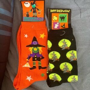 Spooky Halloween Witch Socks Set - Orange and Black
